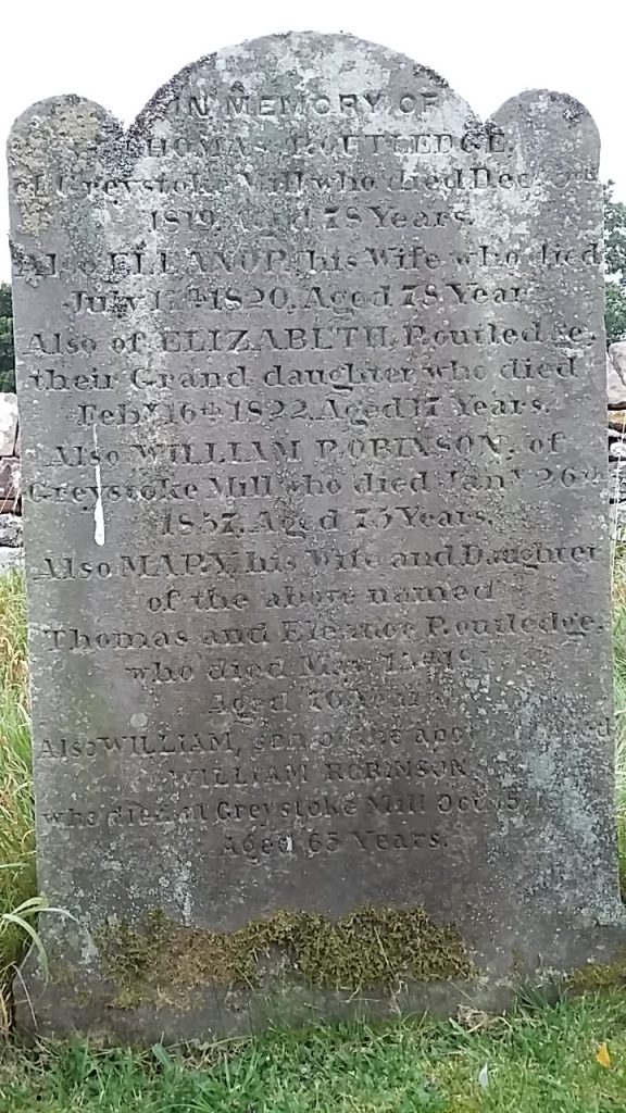 William Robinson of Greystoke Mill Memorial St Andrews Church,Greystoke
